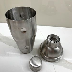 Stainless steel cocktail shaker.